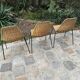 Woven rattan and metal chairs - 1950s/1960s