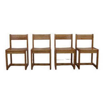 Danish pinewood dining chair, 1970s, set of 4