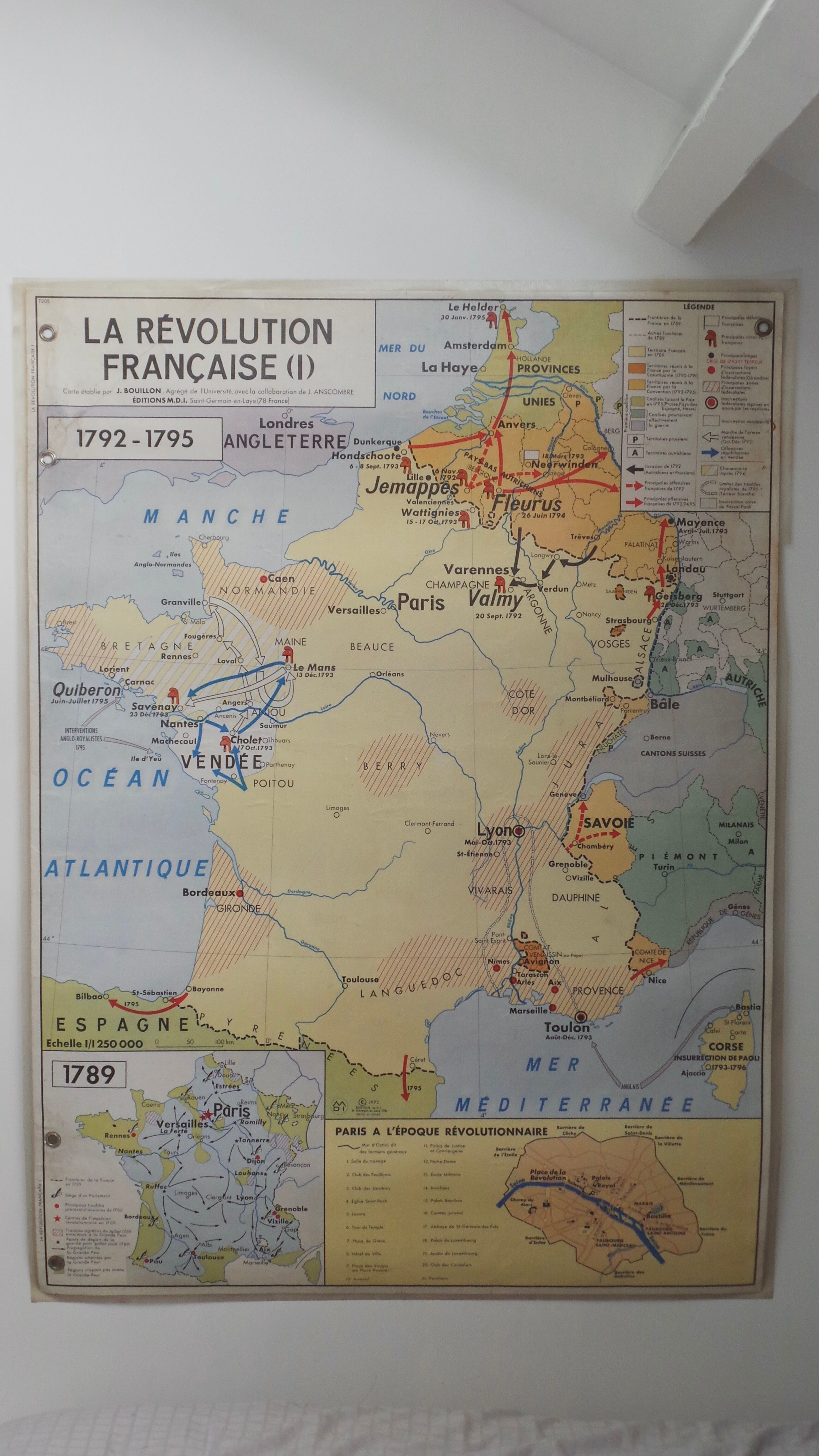School map the empire of Napoleon 1st and the French revolution MDI 1972