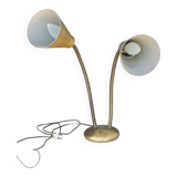 Designer desk lamp in gold metal 2 flexible arms from the 70s