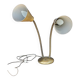 Designer desk lamp in gold metal 2 flexible arms from the 70s