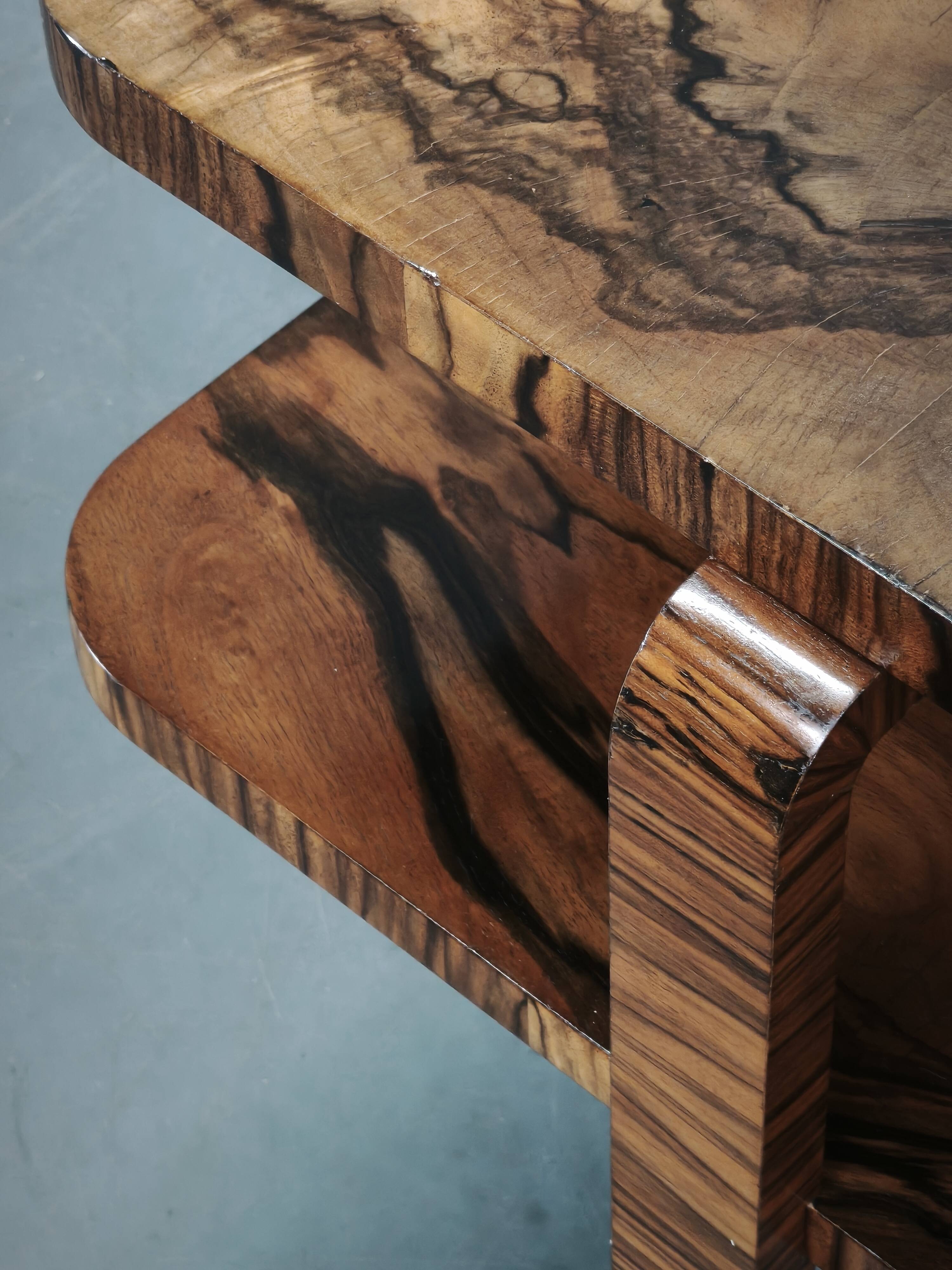1930s Art Deco Walnut Two-Tier Coffee Table, Czechoslovakia