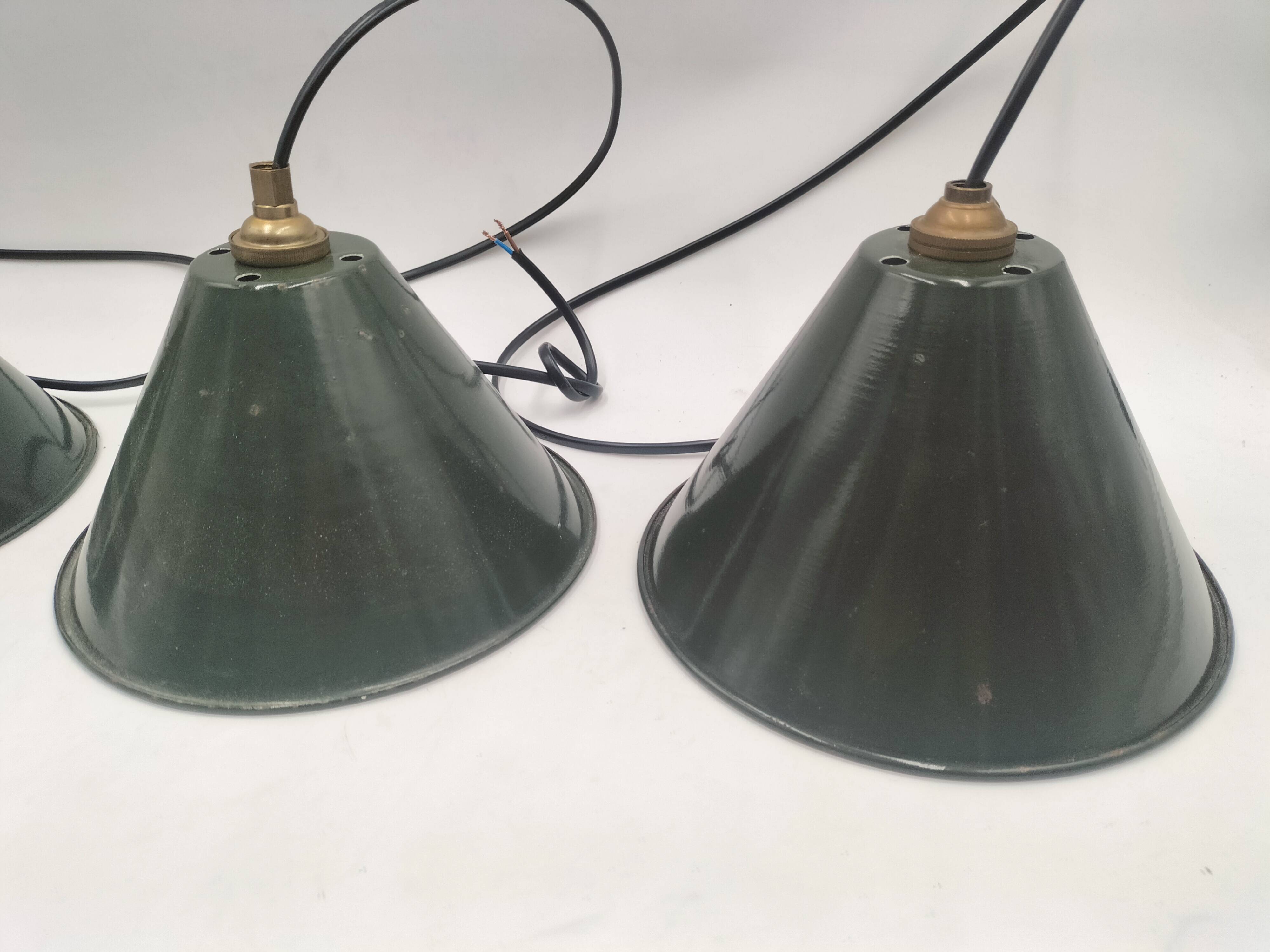 Enameled sheet metal pendant lights