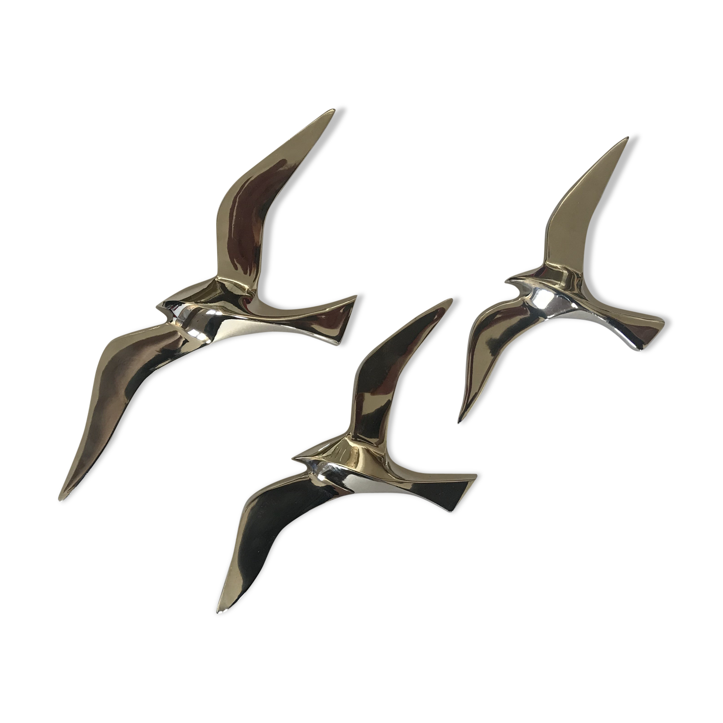 Trio birds brass silver brass