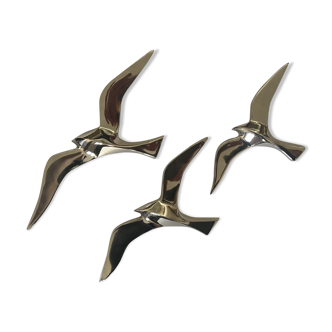 Trio birds brass silver brass