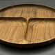 Set of six fondue plates, made of wood