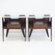 Pair of modernist Italian bedside tables in wood with a glass top.
