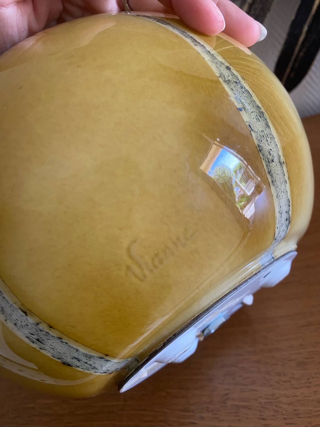 Vintage globe lamp signed Vianne