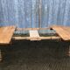 Round table in solid cherry wood, extendable with twisted legs, Louis Philippe style.