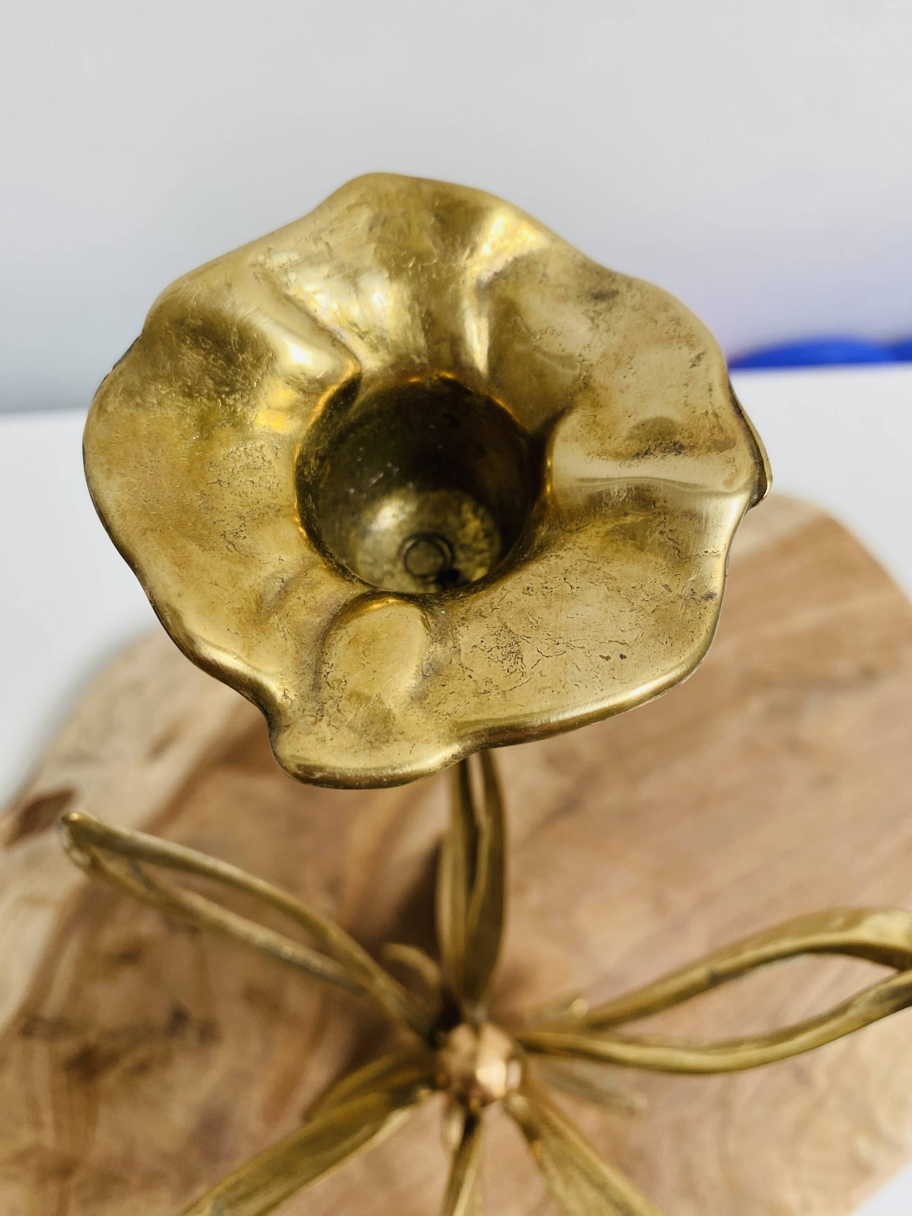 3-armed candlestick, brass flower bouquet