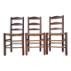 Lot de 3 chaises en bois et paille - look brutaliste