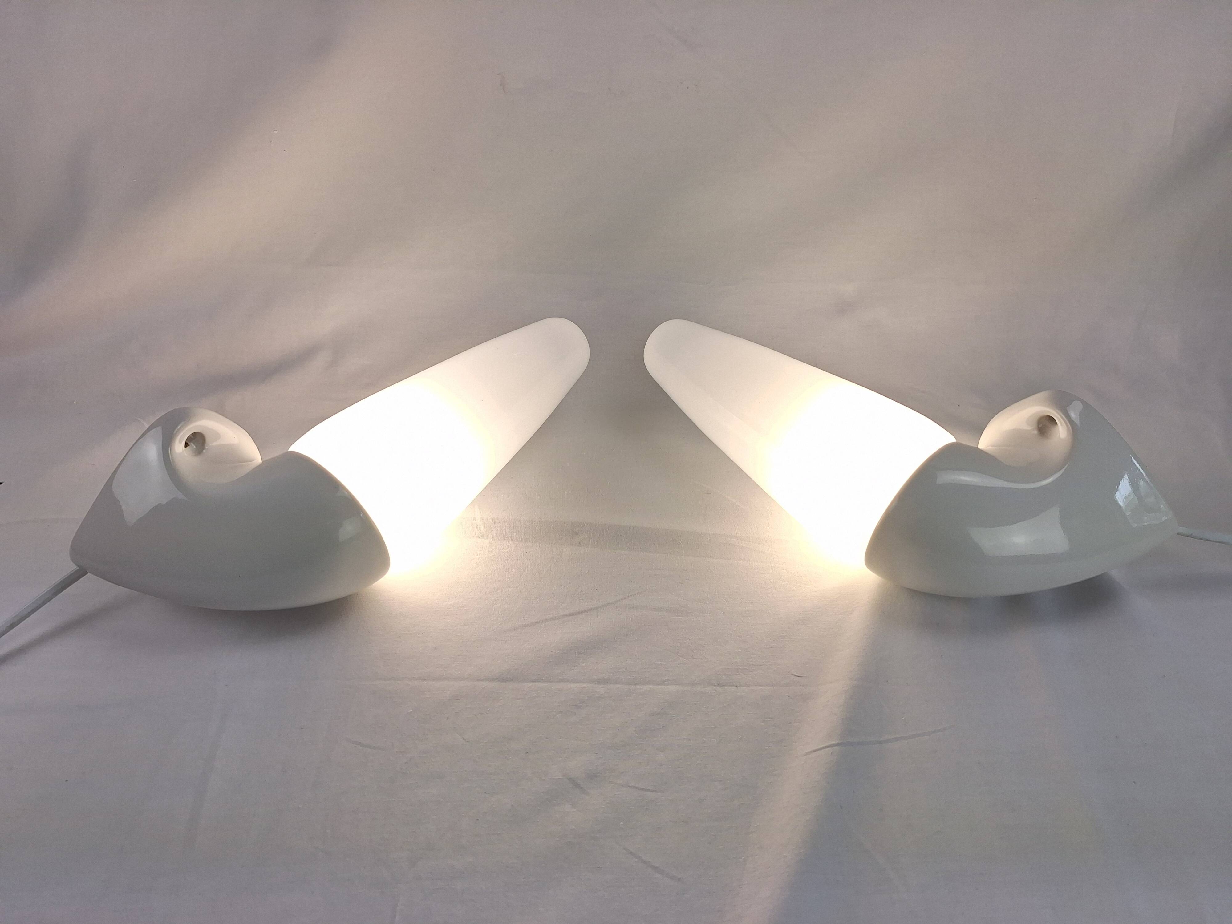 Pair of Art Deco ceramic wall lights by S.Bernadotte