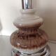 Ceramic floor lamp with a fat lava finish and herbarium shade / vintage 1960s-70s