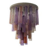 Lustre en tube de verre de Murano multicolore