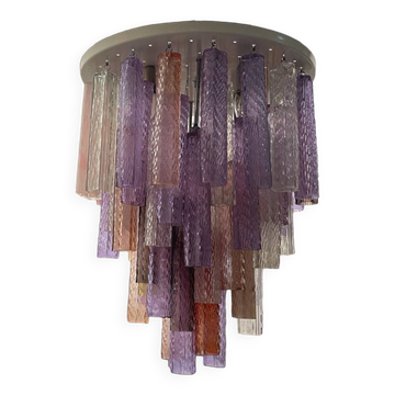 Multicolored Murano Glass Tube Chandelier