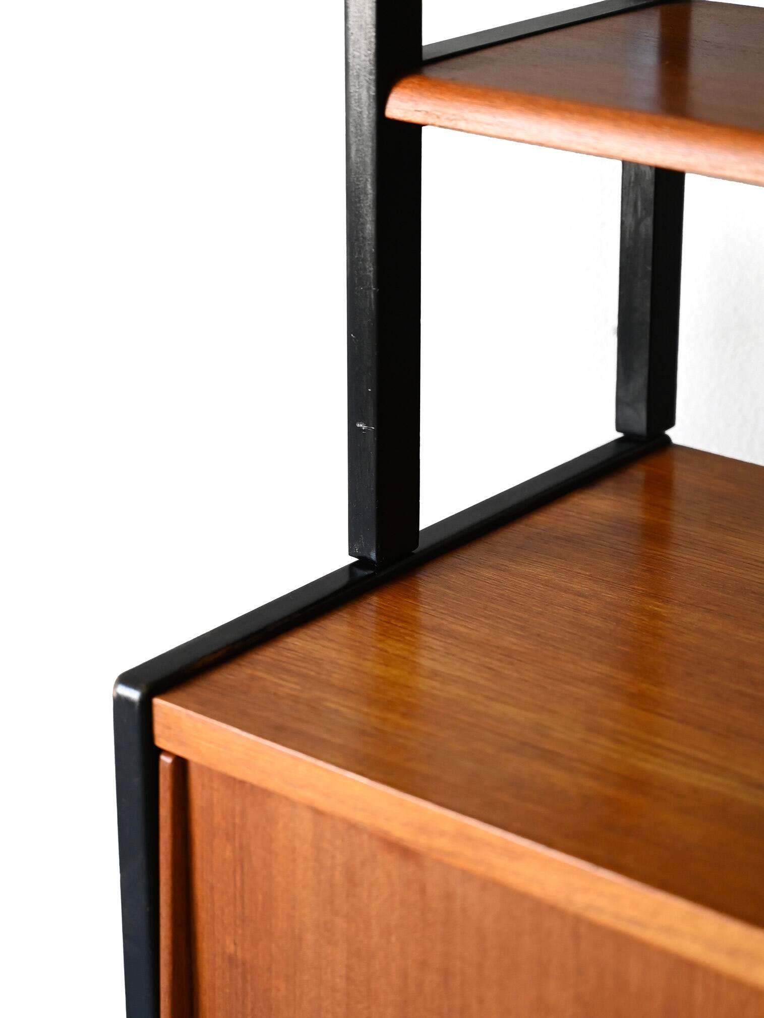 Scandinavian teak bookcase with black details