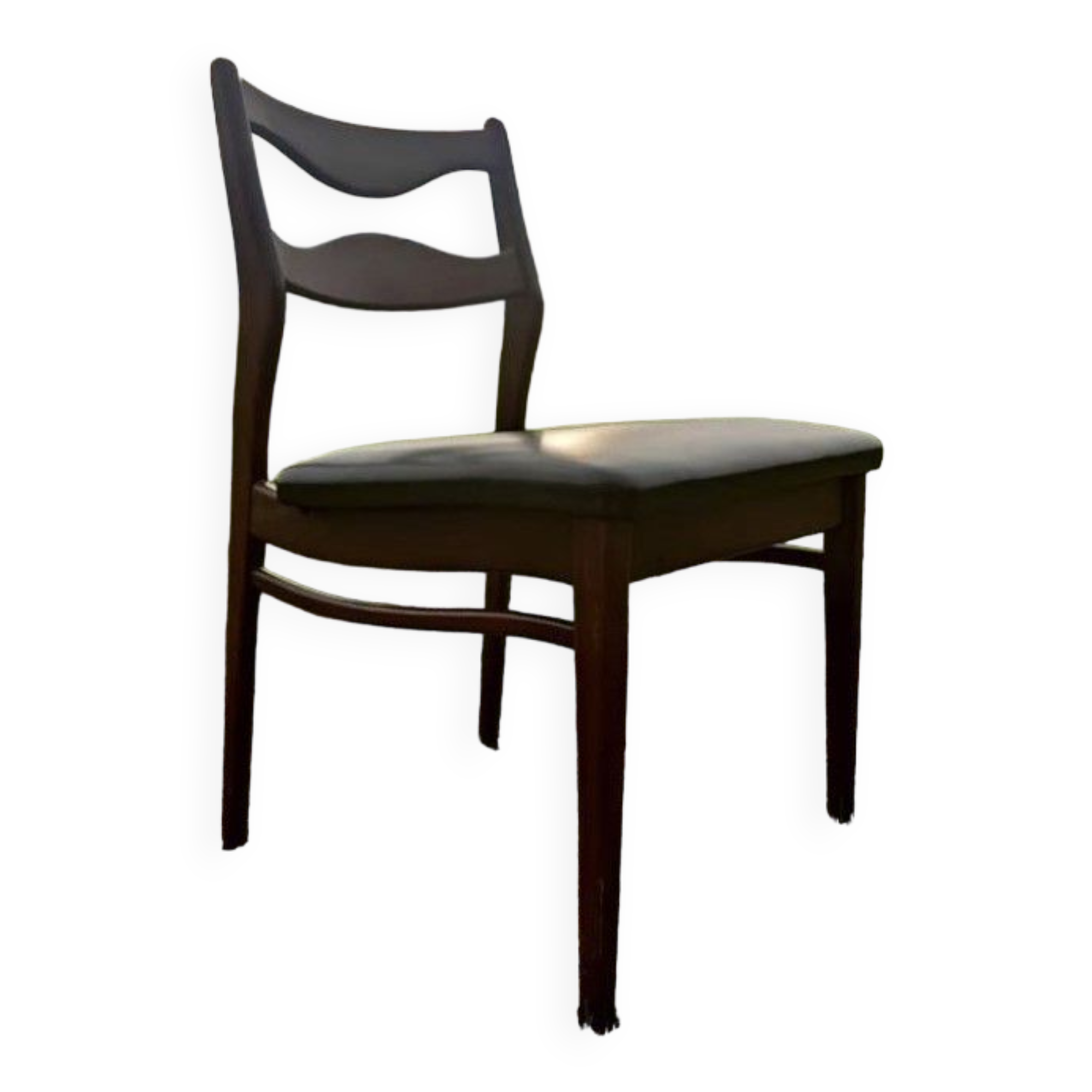 4 vintage teak dining chairs, dark green