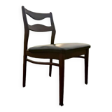 4 vintage teak dining chairs, dark green