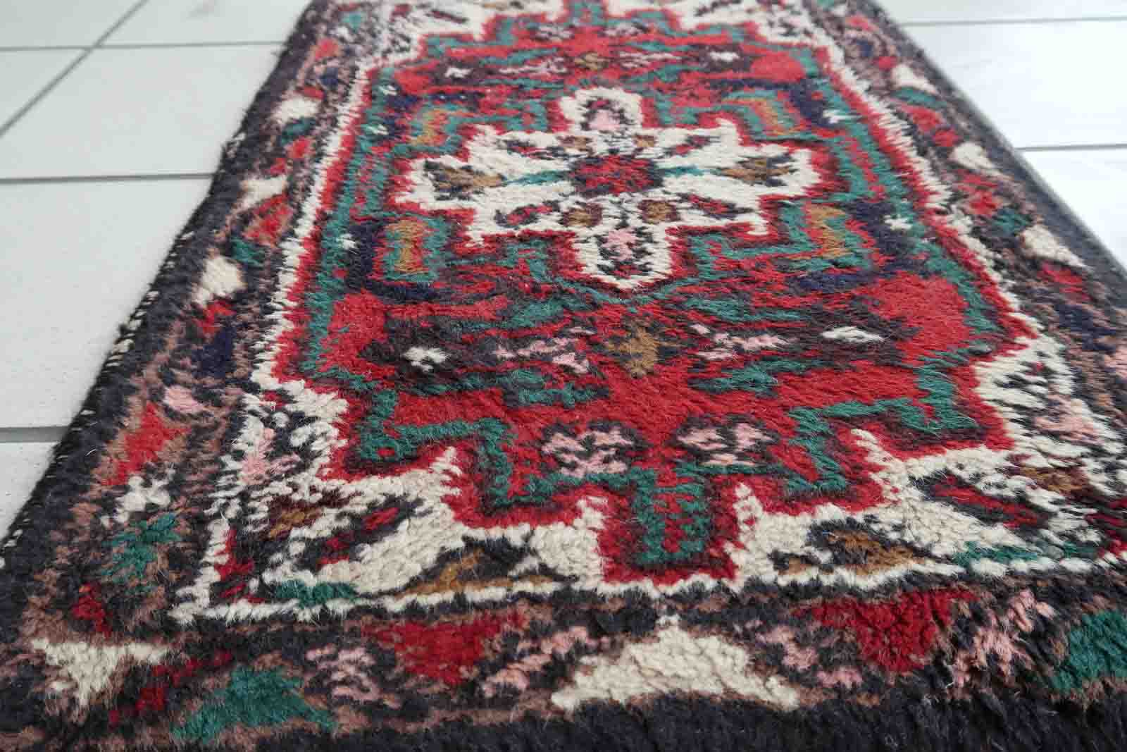 Vintage persian carpet hamadan handmade 43cm x 63cm 1970s