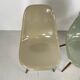 Eames Herman Miller DSW side chairs in greige, seafoam green, light ochre and parchment with slight
