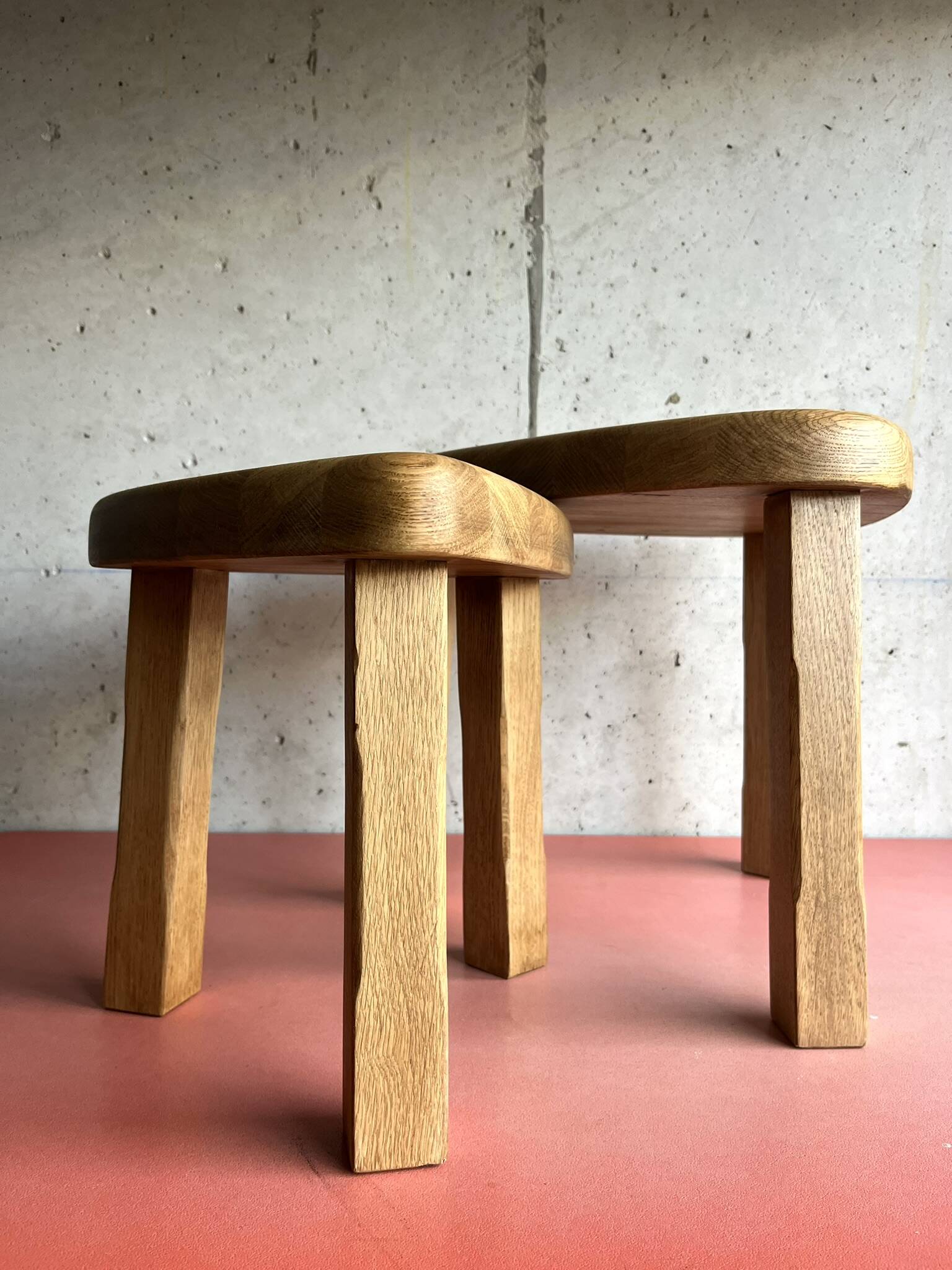Vintage brutalist nesting tables in solid wood, design