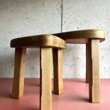 Vintage brutalist nesting tables in solid wood, design