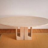 Oblong travertine dining table