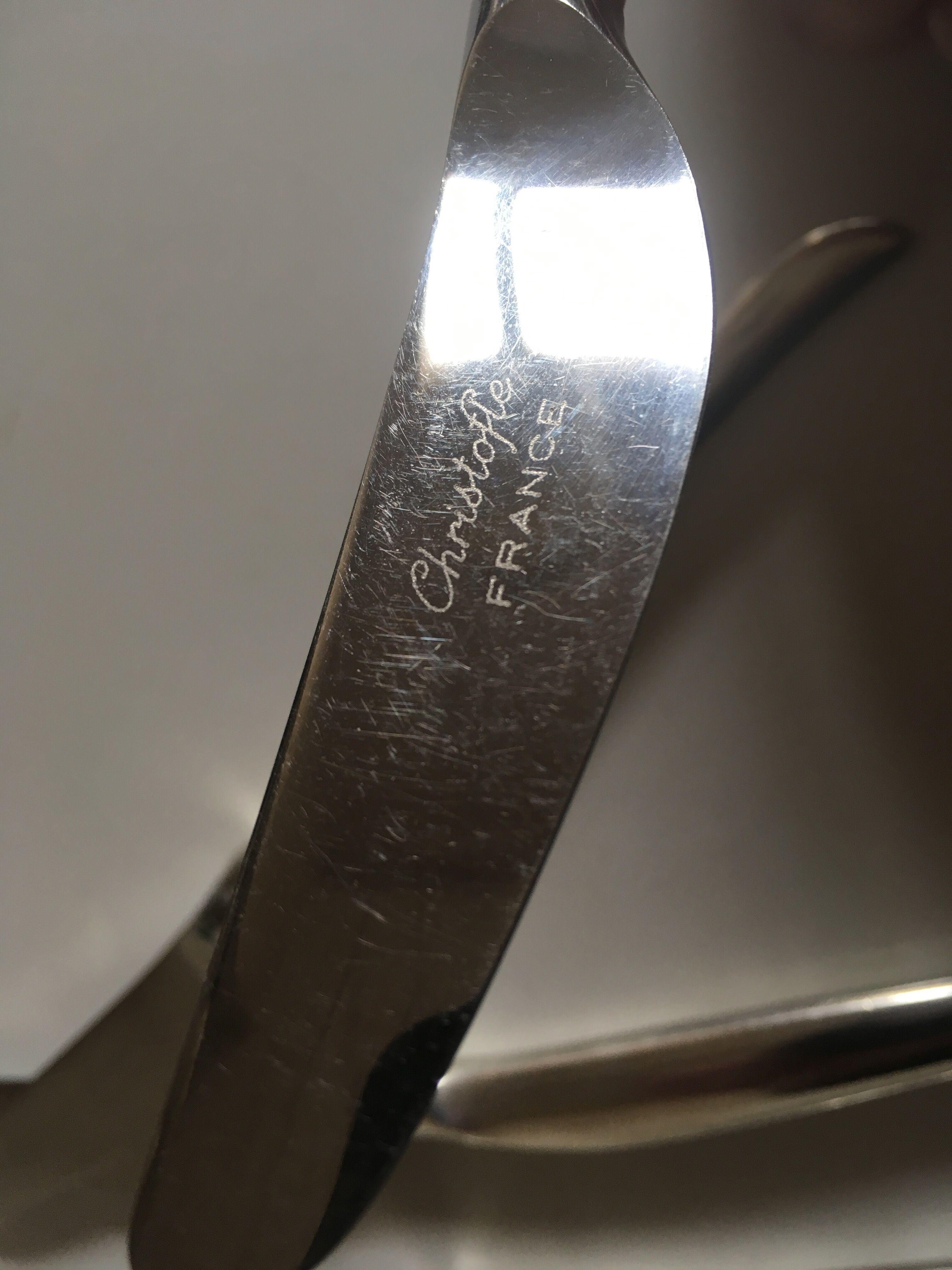 Set 8 knives 1960 Christofle silver metal space age