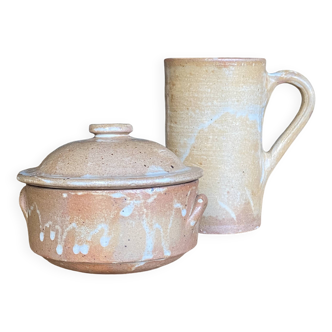 Handmade stoneware mug and candy box