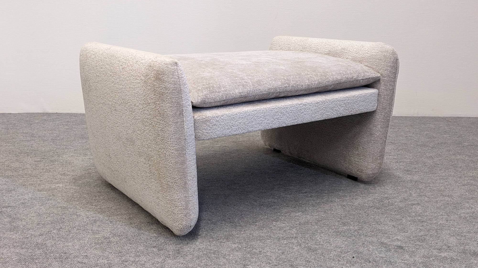 Velvet ottoman footstool by Steiner, France circa 1970