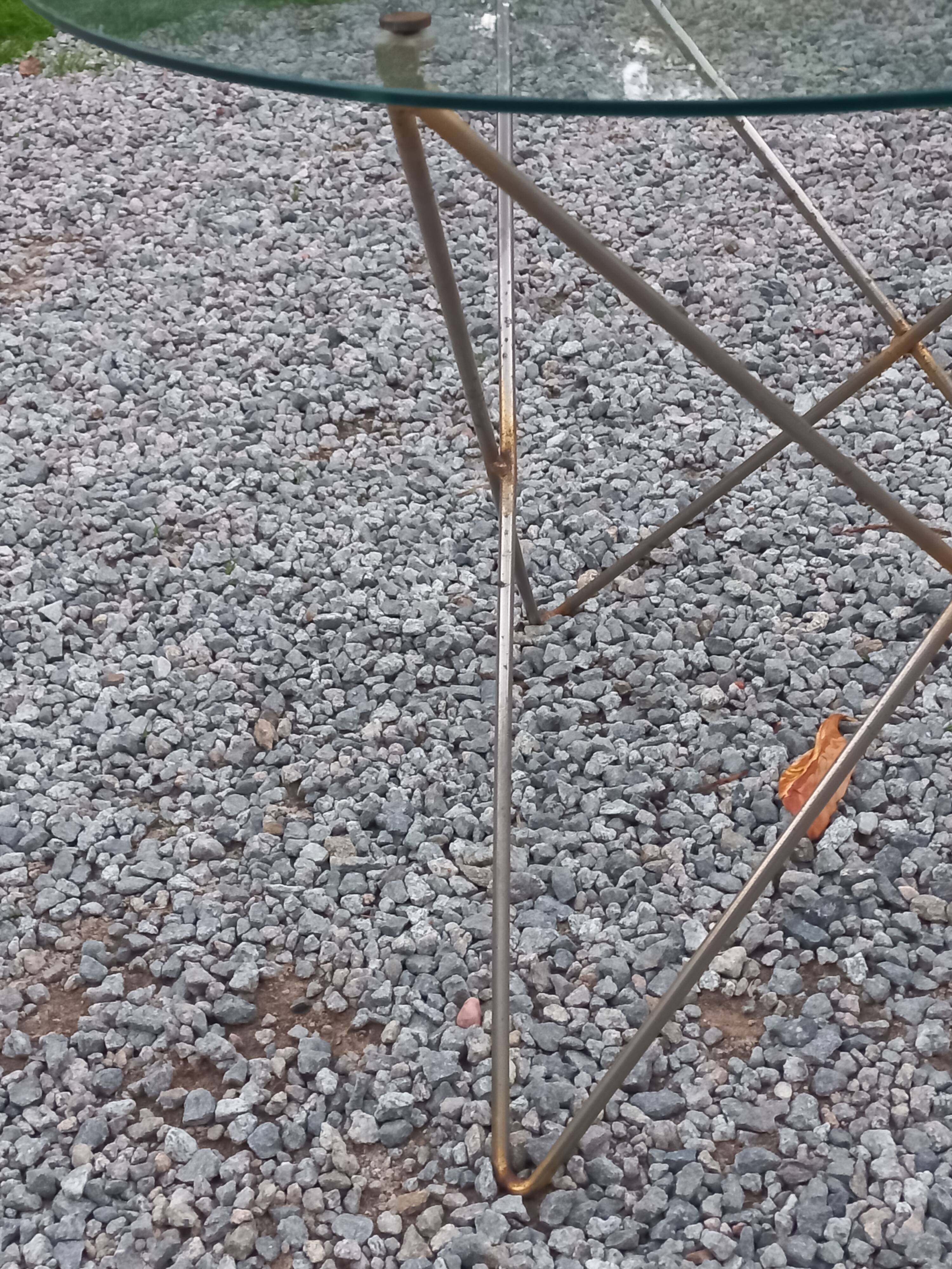 Florent Lasbleiz vintage coffee table in glass and metal