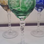 6 verres de couleur cristal St Louis