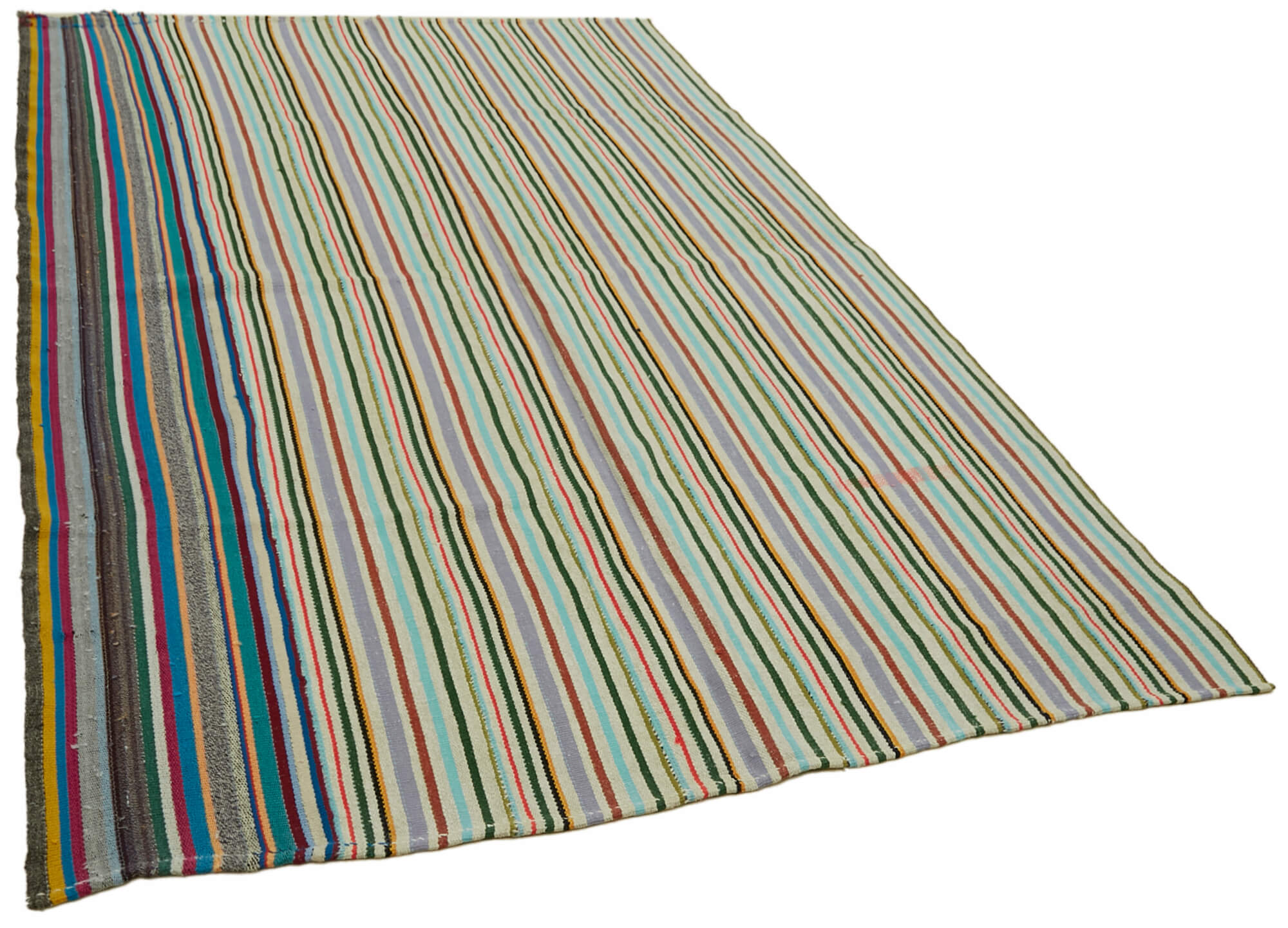 Handmade turkish contemporary 1980s 168 cm x 253 cm multicolor hemp kilim carpet