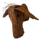 Vintage donkey head in raffia and wicker
