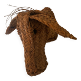Vintage donkey head in raffia and wicker
