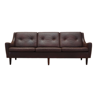 Brown leather sofa, Danish design, 1960s, Edmund Jørgensen