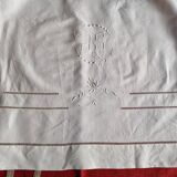 Antique hand embroidered linen 1 sheet 2 pillowcases 1 bolster cover