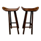 Lot de 2 tabourets brutalistes en bois massif taillé main