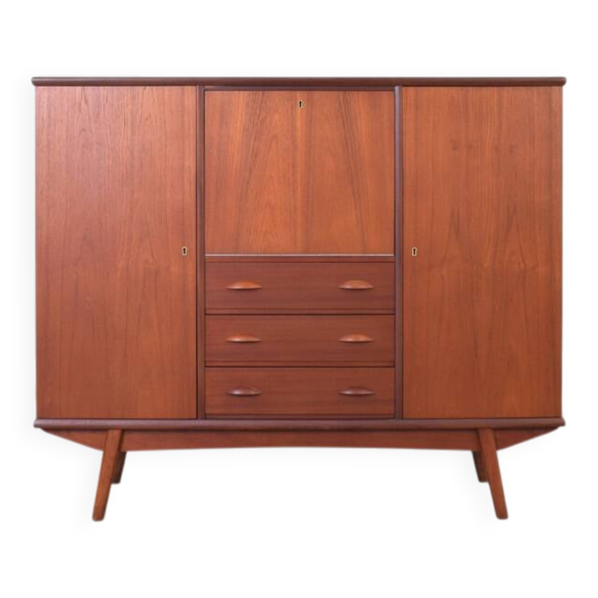 Buffet haut en teck danois du milieu du siècle, années 1960.