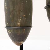 Paire de grandes quilles d'exercice en bois sur socle début du 20ème siècle