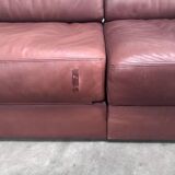 Brown leather modular sofa by De Sede; DS76, 1970s (straight)