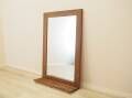Danish solid mahogany mirror with slatted shelf, 1970s