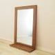 Danish solid mahogany mirror with slatted shelf, 1970s