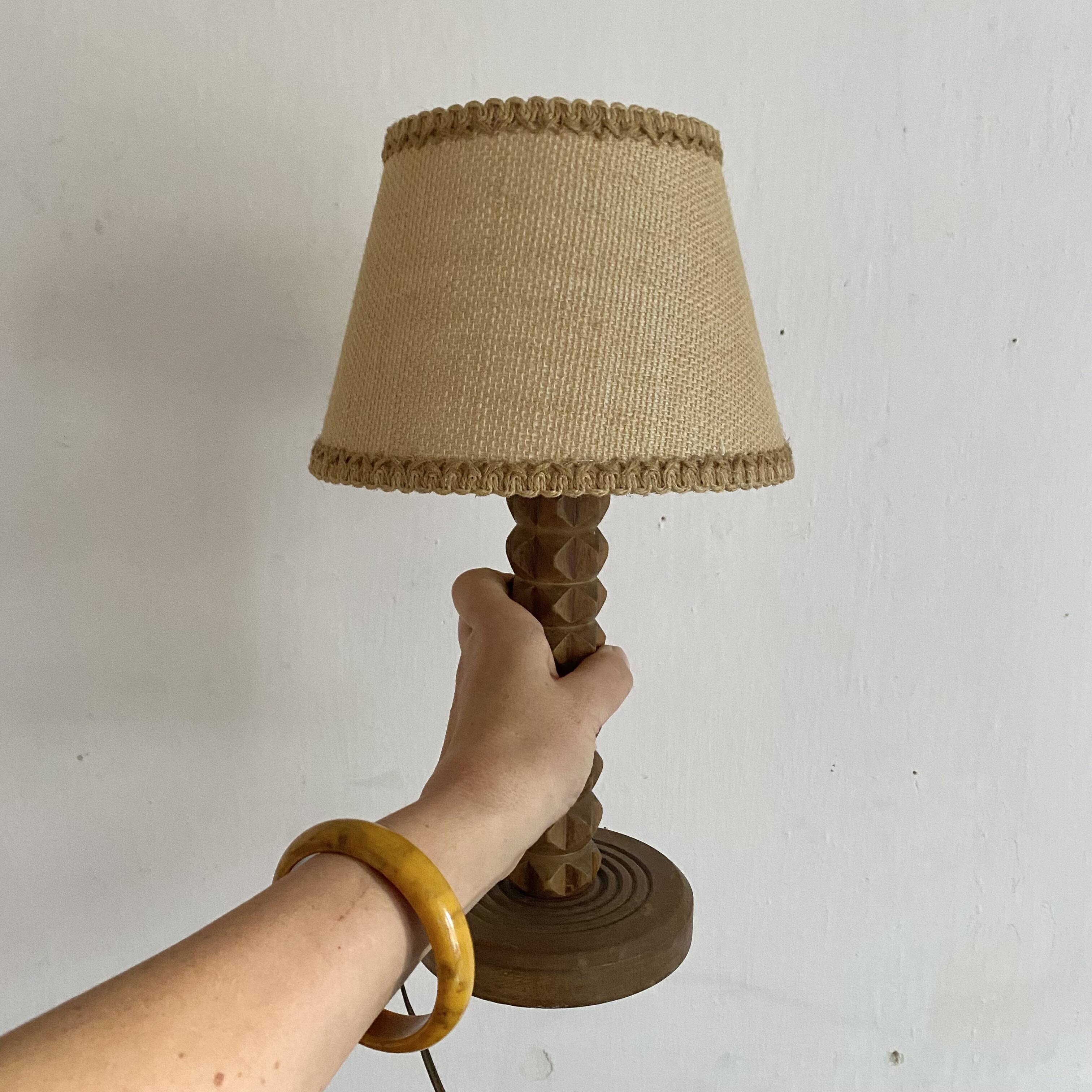 Charles Dudouyt style wooden lamp