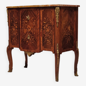 Transition style chest of drawers, Napoleon III period - Floral Marquetry - Rosewood - 19th