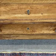 19th-century Empire commode in walnut with a grey St Anne marble top.