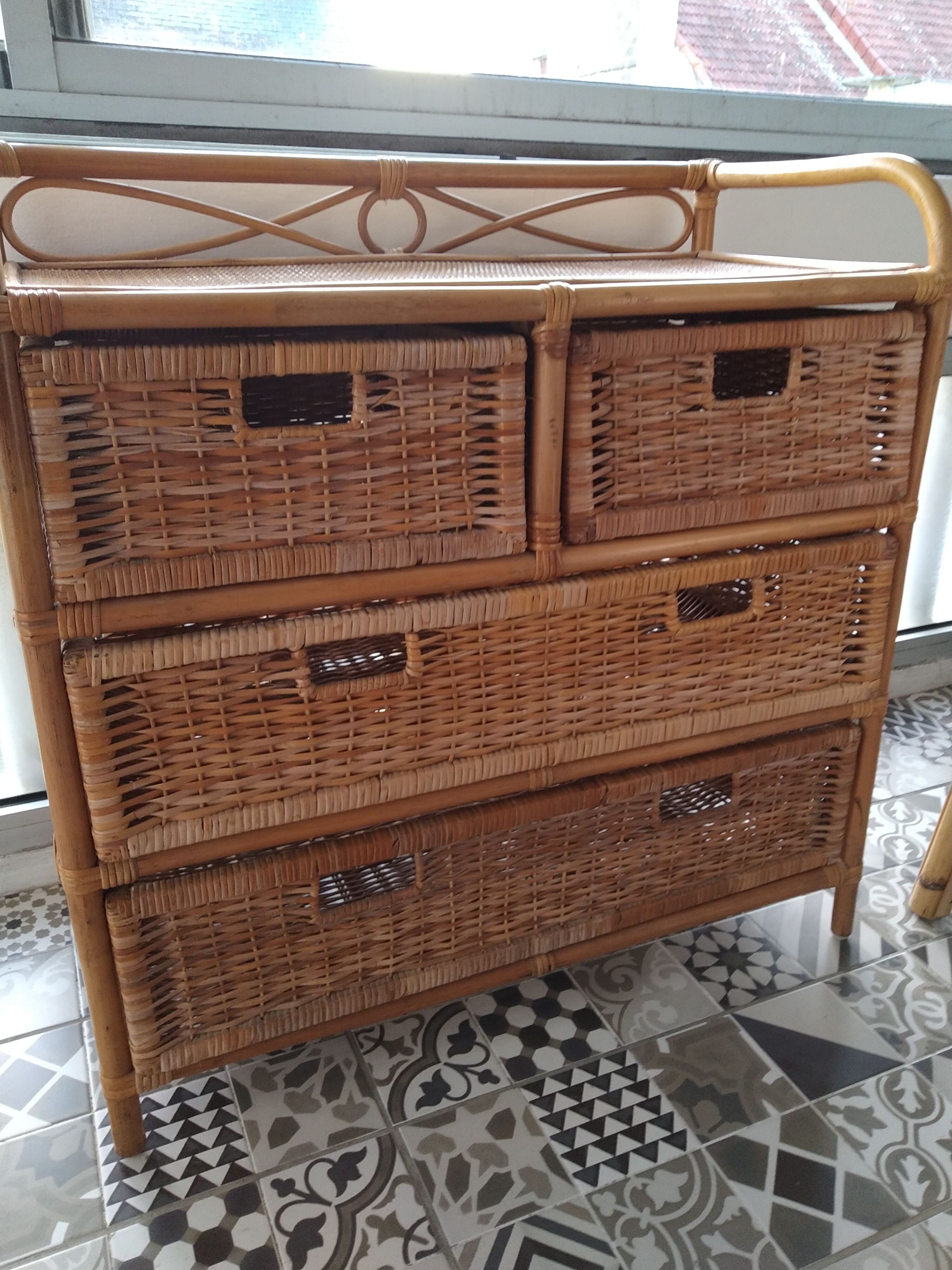 Chest of drawers rattan bamboo