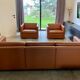 Gold leather salon by Charles Pfister for Knoll 1970