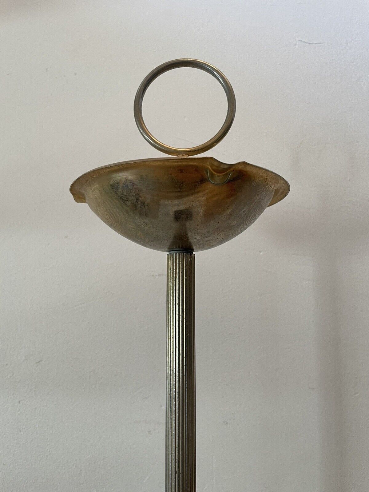 Vintage standing ashtray, 70's, golden metal, marble base