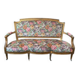 19th-century floral velvet bench